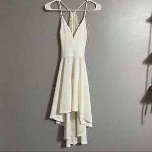 White High-Low Rise Lace Dress